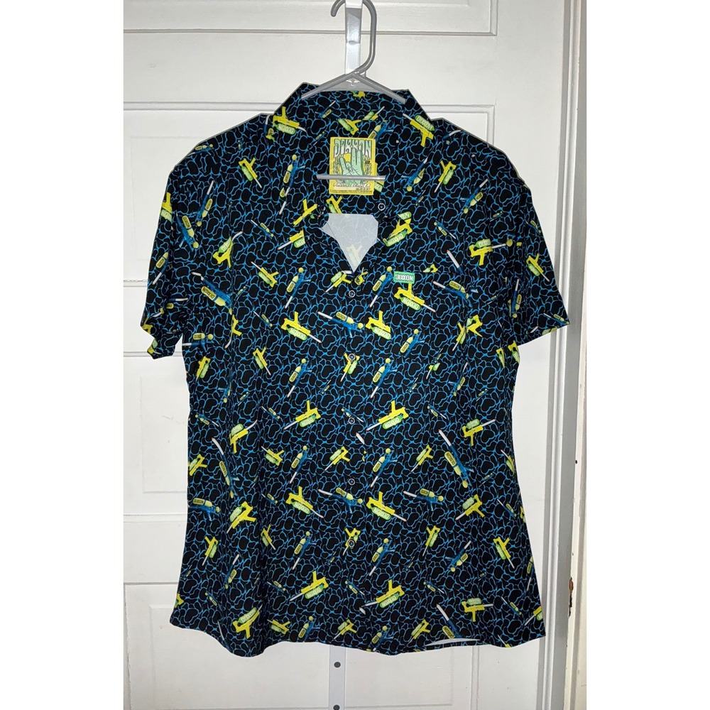 Dixxon Flannel Co Party Soaker 5000 Shirt XL Short Sleeve Water Gun Print Black